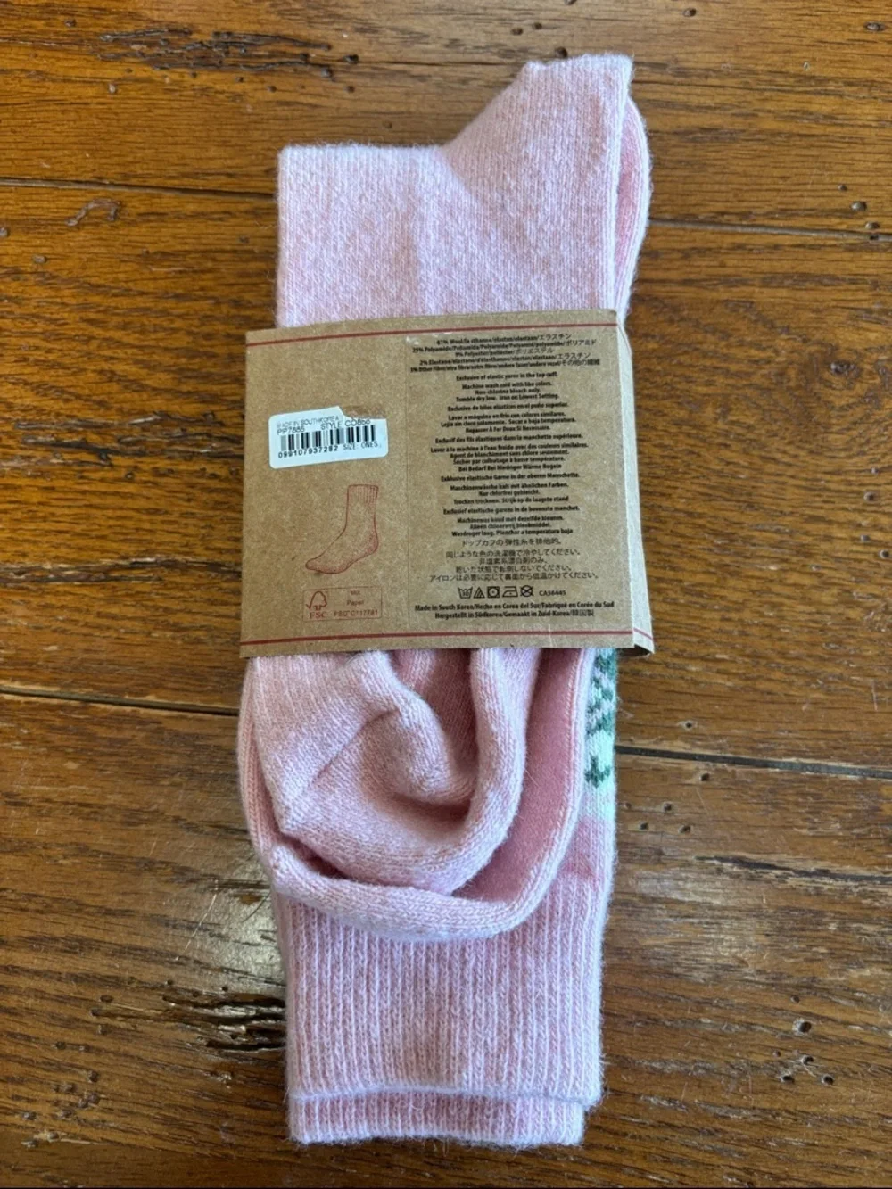 J. Crew Fair Isle Lambswool Blend Boot Socks Men’s Pink Green Cream NWT OSFM